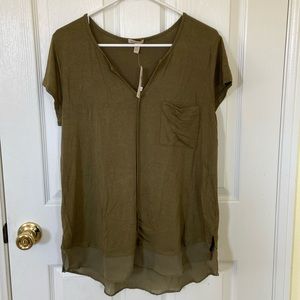 Anthropologie Bordeaux Olive Green Top